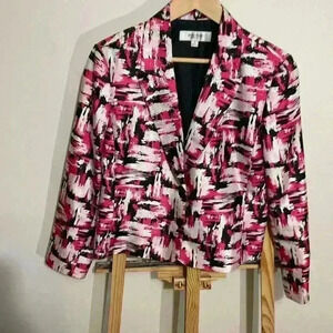 Jones Studio Separates Abstract Fuchsia Pink Jacket Blazer Two button closure wo
